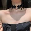 High-end Retro Preto Tridimensional Rosa Pérola Choker Decote Feminino Flor Design Temperamento Francês Clavícula Corrente