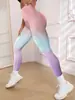 Calça legging de yoga sem costura transfronteiriça, calça de yoga esportiva de alta elasticidade slim fit, pode ser usada na rua, calça fitness da moda de cintura alta com efeito empina bumbum