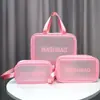 Bolsa de Cosméticos Fosca em PVC, Necessaire Transparente à Prova d'Água, Bolsa de Armazenamento Portátil de Grande Capacidade, Bolsa de Mão para Viagem