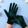Guantes de terciopelo dorado para mujer de otoño e invierno guantes de terciopelo elástico guantes cálidos para montar al aire libre para conducir al por mayor
