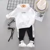 Ropa Infantil Primavera y Otoño Conjunto de Suéter Infantil 0-4 Años Gorro de Bebé Suéter con Letras Manga Larga Traje de Dos Piezas para Cabello