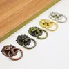Manija de Cabeza de León Antigua de Aleación Estilo Europeo, Anillo Tirador Clásico Vintage para Puerta de Mueble, Manija Retro de un Solo Agujero