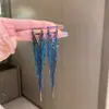 Brincos de Corrente Longa com Garras Exageradas Elegantes de Prata S925 com Strass para Mulheres Brincos com Franjas de Diamante Colorido Europeus e Americanos Brincos da Moda
