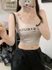 Nuevo Estilo Camisola con Letras Estampadas para Mujer, Versátil, Sin Aros, con Almohadillas en el Pecho, Espalda Bonita, Aspecto Adelgazante Tubo Superior, Top Sexy, Verano