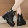 Botines de plataforma para mujer 2026 nuevos zapatos de otoño e invierno con forro de felpa cierre lateral zapatos para mujeres bajas suela gruesa botas de algodón que aumentan la altura