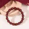Pulseira de Contas de Cinnabar com Seis Caracteres Verdadeiros, Ano do Dragão Benmingnian, Pulseira de Areia Roxa e Dourada, Presente