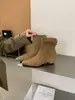 Botines cuadrados de punta cuadrada estilo coreano Chuyuji para mujer, botines de gamuza elástica de invierno, tacón grueso, botines ajustados con cremallera trasera, botines