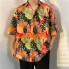 Camisa floral hawaiana para hombre, estilo fino de verano, estilo Hong Kong, marca de moda, top casual y elegante de manga corta