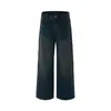 Otoño/Invierno 2025 Estilo Americano París Bambú Retro Azul Pantalones Vaqueros de Corte A Unisex Sueltos Rectos Perezosos Versátiles Largos