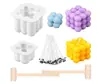 Molde de vela hecho a mano de Cubo de Rubik 3D molde de silicona para vela de soya + mecha para vela + traje de 2 martillos de madera