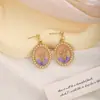 Pendientes Cuadrados de Perla Estilo Jardín Monet Francés, Pendientes Vintage de Alto Nivel Estilo Pintura al Óleo Verde para Mujer