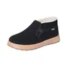 Botas de nieve de piel de oveja para invierno para hombre, tienda insignia oficial, forradas de felpa, engrosadas, slip-on, zapatos de algodón del viejo Pekín, zapatos de papá