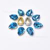 Taladro de garra de diamante de cristal K9 de alta calidad, 13 x 18 mm, con forma de gota de agua, para vidrio, garra dorada, accesorios de bricolaje