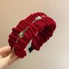 Faixa de cabeça de flanela plissada de alta qualidade com diamantes, estilo retrô francês, luxo leve, faixa de cabeça de alta pressão Skull, adorno de cabeça para sair, combina com tudo