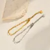 Joias Europeias e Americanas pulseira longa chata de aço inoxidável dourada joias de personalidade simples femininas atacado BR-1515