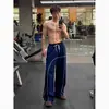 Calça Esportiva Casual Hasselblad com Linhas Irregulares para Homens, Verão, Caimento Leve, Cordão, Perna Reta Solta