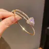 Pulsera Abierta de Amor con Circonita Estilo Coreano Pulsera de Lujo Ligero con Sentido de Alta Gama Moda Nueva Tendencia Elegante Pulsera para el Trabajo para Mujer