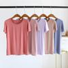 Camiseta de Manga Corta de Modal para Mujer, Verano, Casual, Delgada, Color Sólido, Cómoda, Transpirable, Pijama, Ropa para el Hogar
