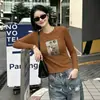 Camiseta de Algodón Acanalado de Manga Larga para Mujer, Top Ajustado Guangzhou Shisanxing, Segunda Entrega Exclusivamente para Camiseta Base de Cuello Redondo, Venta Directa