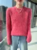 Nuevo Suéter de Punto de Piel de Visón Puro Otoño/Invierno 2025 con Cuello Redondo Engrosado, Hilo Floral, Capa Base Suelta y Suave