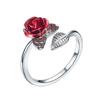 Nuevas explosiones de joyería de verano de moda europea y americana de Amazon, dulce y elegante anillo de rosa con apertura ajustable para mujer.
