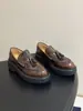 Mocasines gruesos de cuero genuino estilo británico transfronterizos para mujer, zapatos slip-on vintage con borlas, calzado popular para mujer