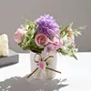 Brote de Té de Crisantemo Puro Bonsái Pequeño Flor Artificial Decoración del Hogar Adornos Pequeños de Escritorio Accesorios para Fotografía Planta Verde Artificial Planta en Maceta