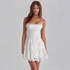Moda Feminina 2026 Novo Estilo Elegante Temperamento Bonita Borda de Renda Costas Nuas Alça Fina Vestido Curto Roupa