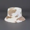 Chapéu de Pescador Pelúcia Inverno Feminino Chapéu Balde Estampa Vaca Leopardo Casual Chapéu Moda Versátil Espessado À Prova de Frio Transfronteiriço