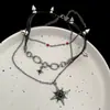 Pendente Estrela Negra Couro Rebite Colar Choker Nicho Gargantilha Corrente de Pescoço Corrente de Clavícula Doce Cool