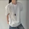 Camiseta de Verano para Hombre de Manga Corta, Tejido de Seda de Hielo Blanco, Secado Rápido, Costilla, Parche, Hombro Normal, Estilo Americano, Malla Transpirable, Deportiva, Media Manga