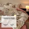 Conjunto de cama de quatro peças 100% algodão puro escovado a carbono, conjunto de três peças 100% algodão puro, capa de edredom estampada, produtos térmicos para outono e inverno