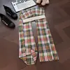 Pantalones casuales de punto a cuadros arcoíris estilo americano para hombre, pantalones largos rectos de verano finos y holgados con un tacto relajado, pierna ancha