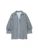 Marca Z Estilo Europeu e Americano Linho Moda Camisa Listrada Transfronteiriça Manga Bufante Popular Roupa Feminina Listras Vermelha Preta e Branca Za