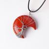 Ventas Calientes Transfronterizas Cristal Natural Piedra Bruta Colgante Árbol de la Vida Luna Collar de Seda Tejido a Mano Colgante de Joyería