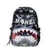 Nova Mochila Escolar Leve com Estampa de Tubarão Colorida de Camada Dupla, Grande Capacidade, Design de Moda Cartoon Personalizado