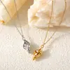 Collar de clavícula de concha incrustada estilo ins europeo y americano con perla de imitación para mujer de acero de titanio chapado en oro real de 18k nicho joyería comodín al por mayor