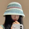 2025 Nuevo Sombrero de Pescador Tejido para Viajes de Primavera y Verano para Mujer, Sombrero de Cubo Delgado Transpirable para Mostrar la Cara, Cubre Cara Pequeña, Sombrero de Cubo