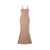 Vestido de Sirena Único de Color Sólido Elástico Ajustado de Cintura Alta con Falda Larga Vestido de Tirantes Finos Estilo Francés para Niña con Ajuste en la Cintura