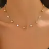 Collar de Perlas Transfronterizo, Estilo Francés de Nicho, Lujo Ligero, Sensación de Alta Gama, Accesorio de Cadena para Clavícula con Forma de Corazón, Joyería Fina de Cadena para el Cuello para Mujeres