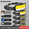 Lanterna de cabeça LED mini multifuncional com sensor de movimento para aceno, COB, aventura ao ar livre, pesca, luz forte