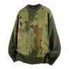 Suéter Color Block Estilo Americano para Homens, Nova Marca de Moda Outono e Inverno, Estiloso e Quente, Gola Redonda, Top de Tricô Estilo Preguiçoso, Aliexpress