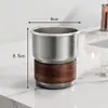 Vaso para enjuague bucal de madera de nogal, vaso para cepillo de dientes de acero inoxidable, vaso para cepillo de dientes doméstico estilo vintage, vaso de lavado elegante para parejas