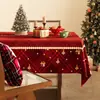 Mantel de Navidad Impermeable y a Prueba de Aceite Sin Lavado Mantel para Mesa de Café Atmósfera de Año Nuevo Tela Decorativa de Navidad Roja