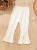 Pantalones Largos de Canalé de Cintura Alta con Abertura y Lazo Estilo Nuevo 2026 para Niñas, Pantalones Casuales Elásticos para Uso al Aire Libre