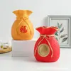 Vaso da Sorte arranjo de flores para casa vaso vintage orelha de trigo vermelha chinesa decoração de plástico Ano Novo vaso da sorte Tesouro