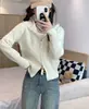 Cárdigan de Punto con Cremallera y Capucha Color Gris Estilo Puro Deseo para Mujer, Nuevo Top de Otoño, Chaqueta Suéter de Nicho para Mujer