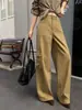 Calças da moda~Novas calças cargo de bolso de cintura alta emagrecedoras versáteis estilo coreano para o início do outono, jeans casuais da moda para mulheres