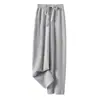 Pantalones de Lana 100% Pura de Pierna Ancha con Cintura Elástica y Cordón para Otoño e Invierno, Casual Holgado Versátil con Caída Rectos de Lana