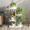 Suporte de Flores de Madeira Maciça e Ferro Layout de Sala de Estar Escada de Chão Multicamadas Rack de Armazenamento para Suculentas Varanda Suporte para Vasos de Flores